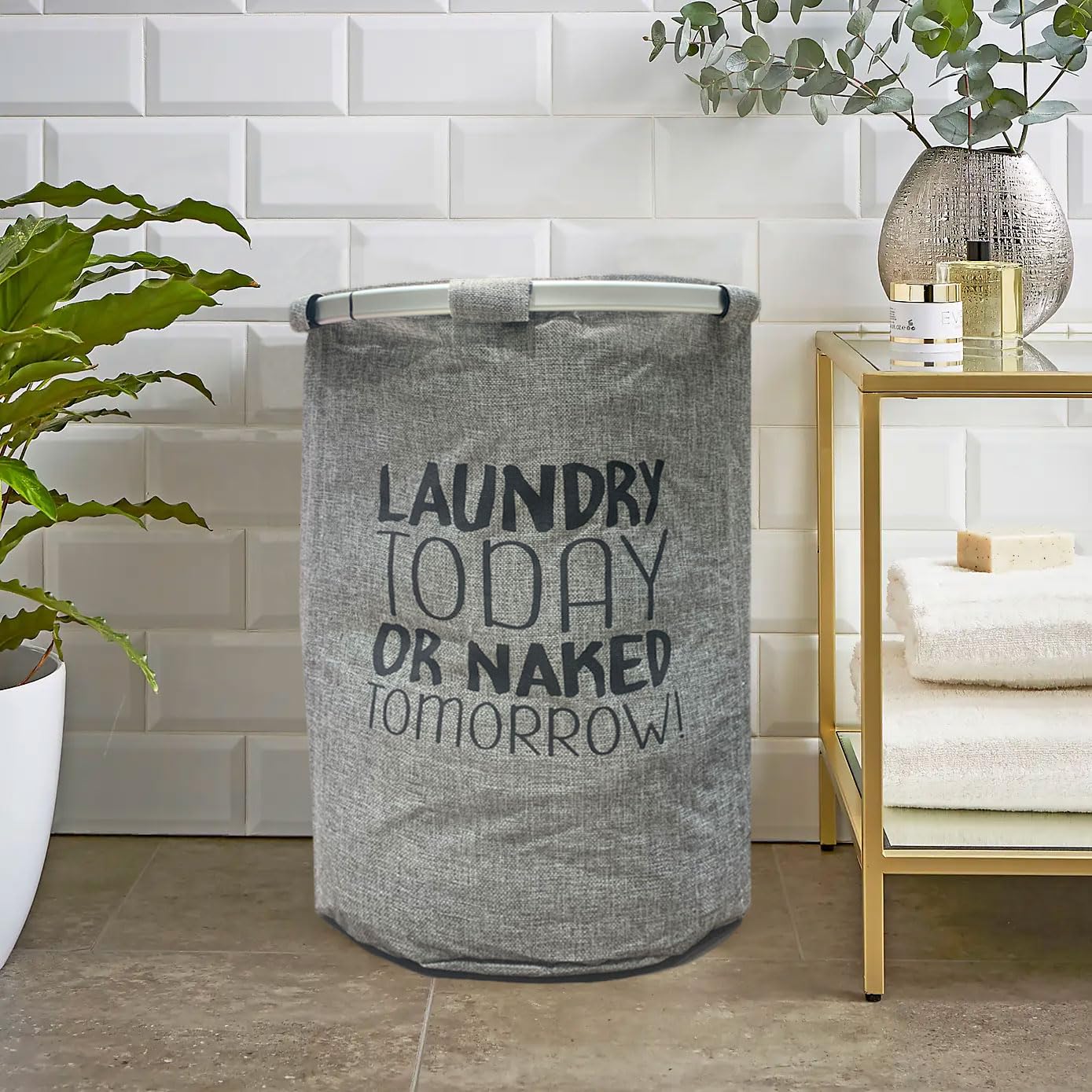 Laundry Basket Large Capacity 60 Liters ( 40L x 40W x 55H cm, Gray)