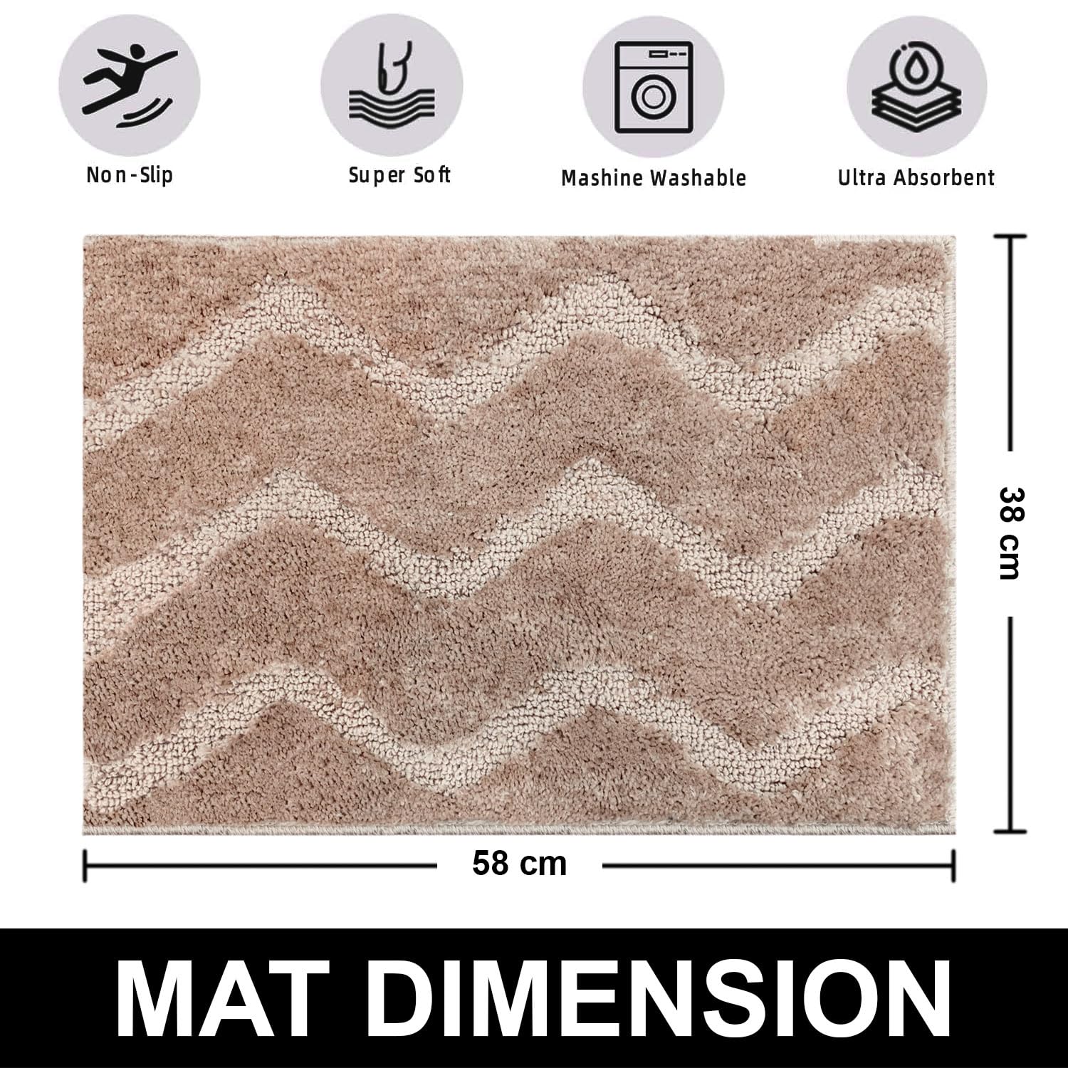 Scotland Waves BathMat (38x58 cm, Beige)