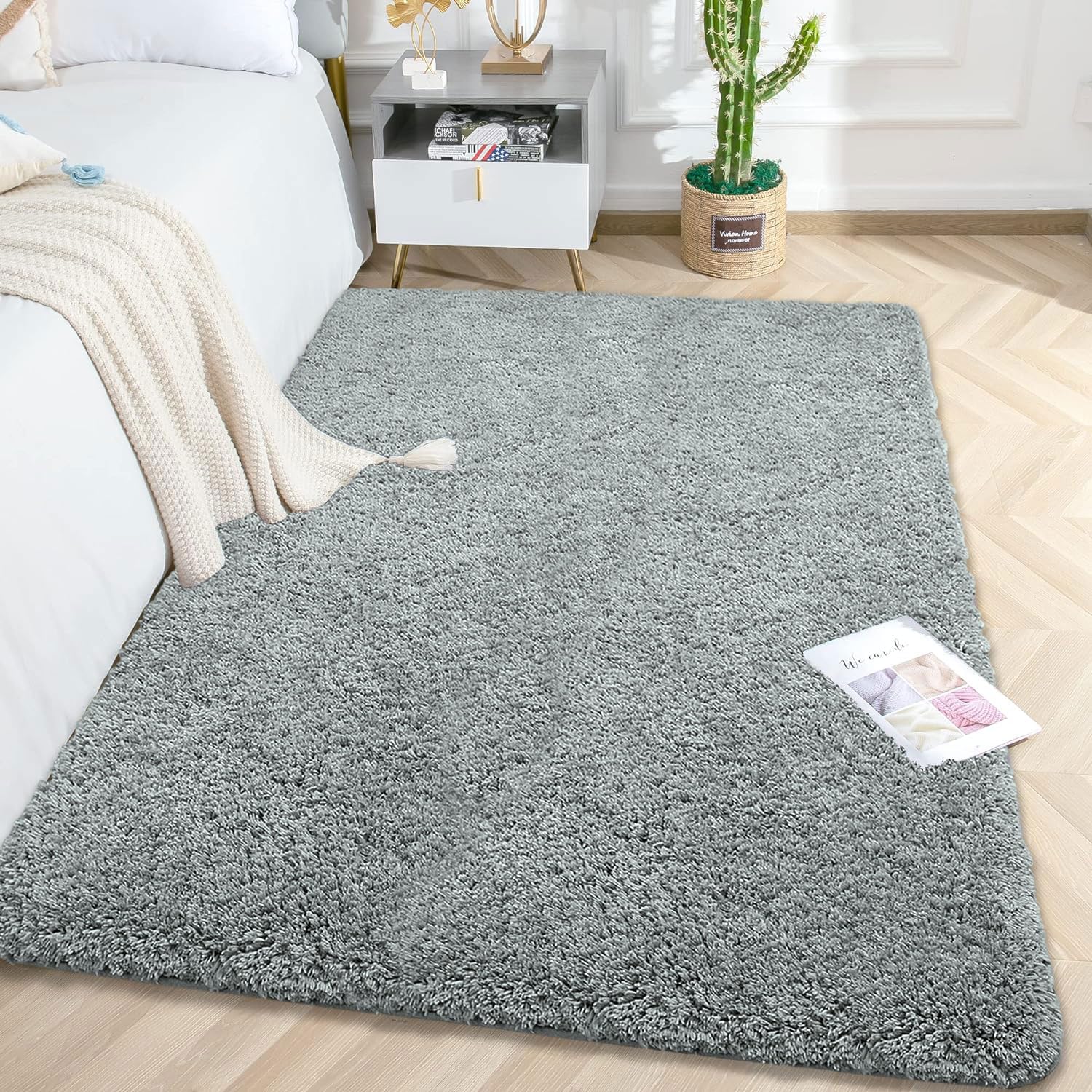 Vegas Carpet For Bedroom,Livingroom (Silver,4X6 Feet)