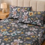Double Bedsheet with 2 Pillow Covers Premium 240 TC 100% Cotton Feel ( King Size Charcoal 108x108 inch )