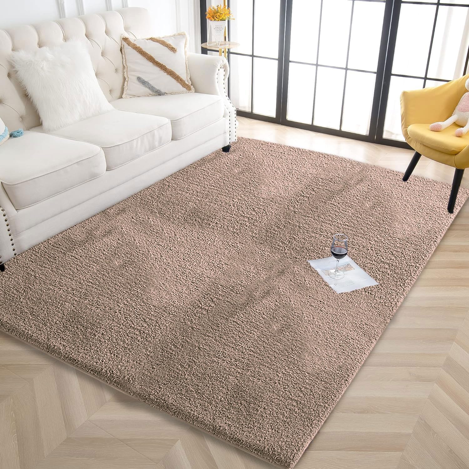 Sensuous Carpet for Bedroom (Taupe, 3x5 Feet)