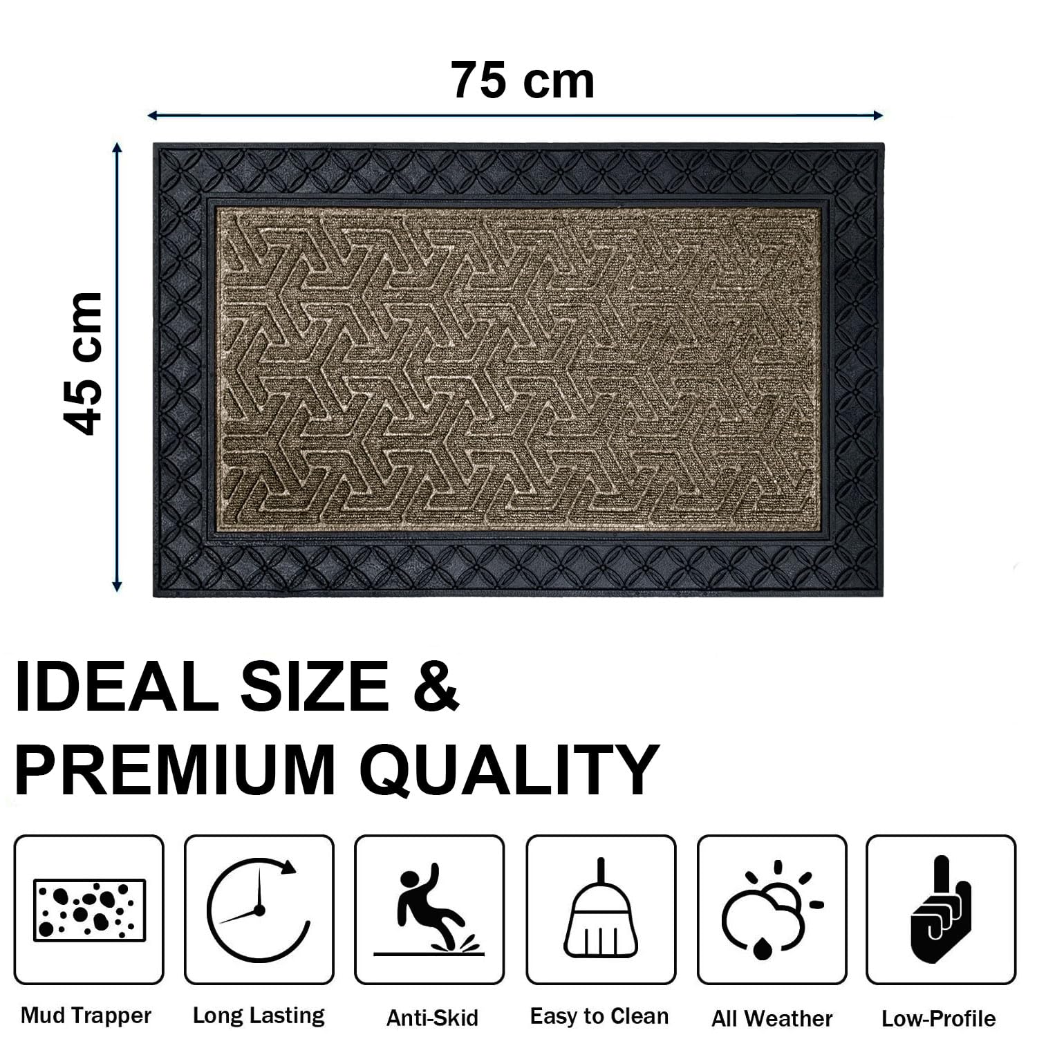 Coir Rubber Door Mat (Yellow, 45 x 75cm)