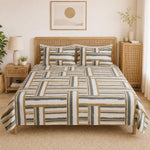 Double Bedsheet With 2 Pillow Covers Mandala Pattern 200 TC 100% Cotton Feel ( Queen Size 90x90 Inch White Set Of 3 )