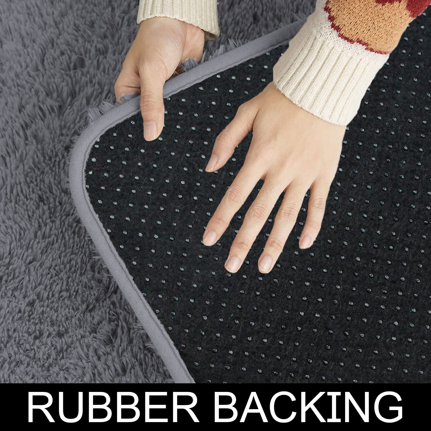 Marino Bath mat 2000 GSM Rebbit Fur  (45x75 cm,Grey)