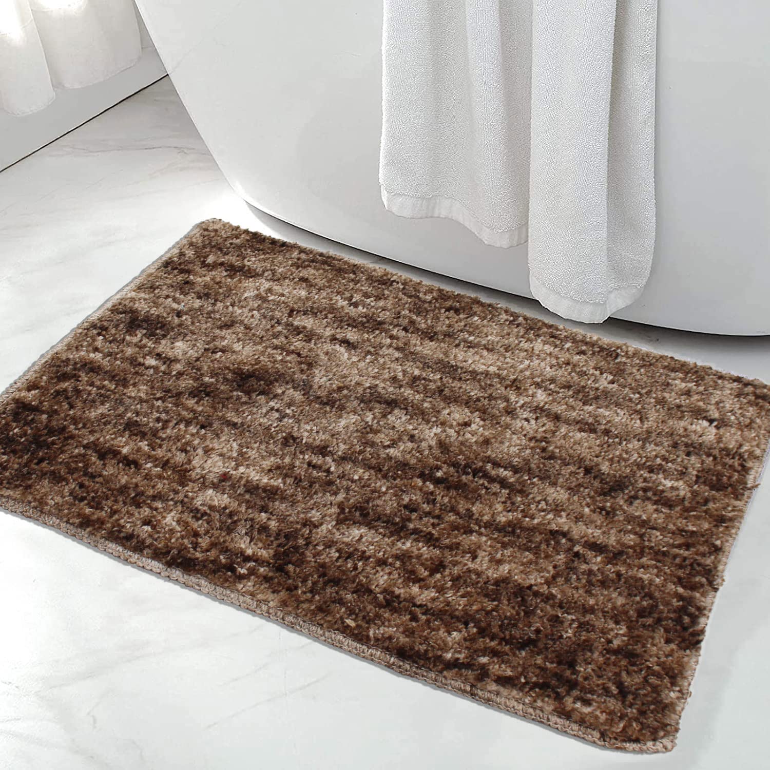 Bath Mat For Bathroom 1600 GSM Microfiber (38X58 cm, Coffee)
