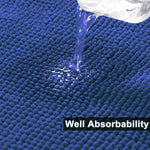 Chenile Bath mat for Bathroom (Navy Blue, 37x56 cm)