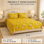 Double Bedsheet With 2 Pillow Covers Floral Pattern 200 TC 100% Cotton Feel ( Queen Size 90x90 Inch Red Set Of 3 )