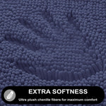 Microfibre Chenille Contour Bath Mat Set  Pack of 2 (Navy 40x60cm & 47x47cm)