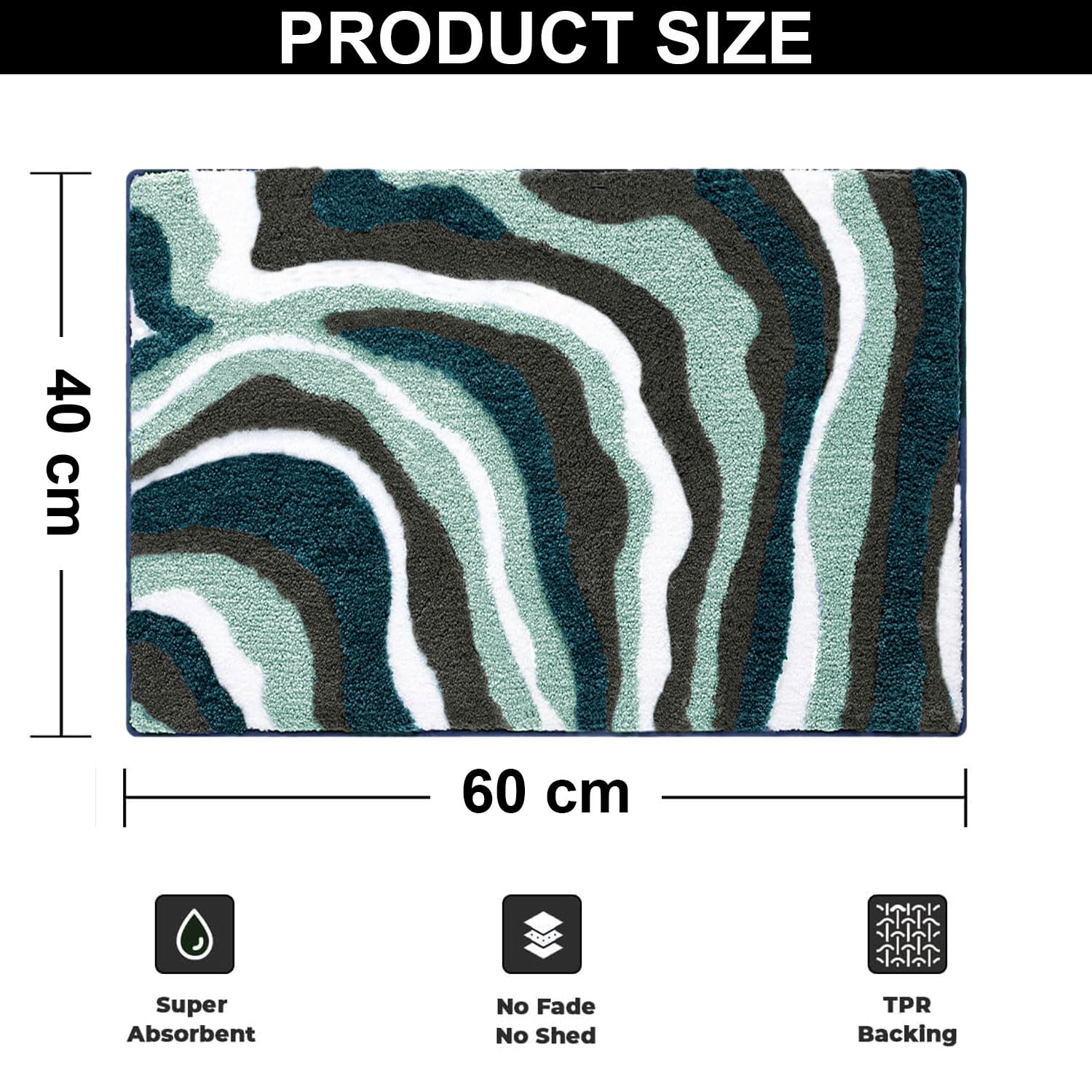 Canada Bath Mat Multi Waves (40x60 cm, Aqua)