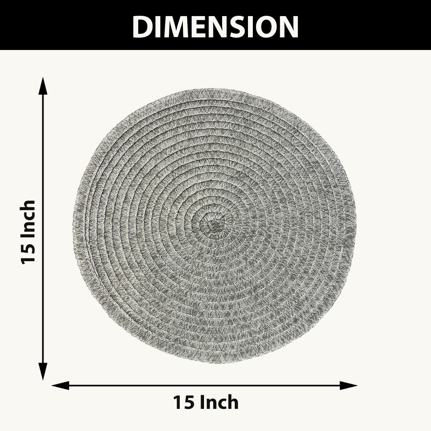 Round Table Placemats for Dining Table Set of 4(Silver)