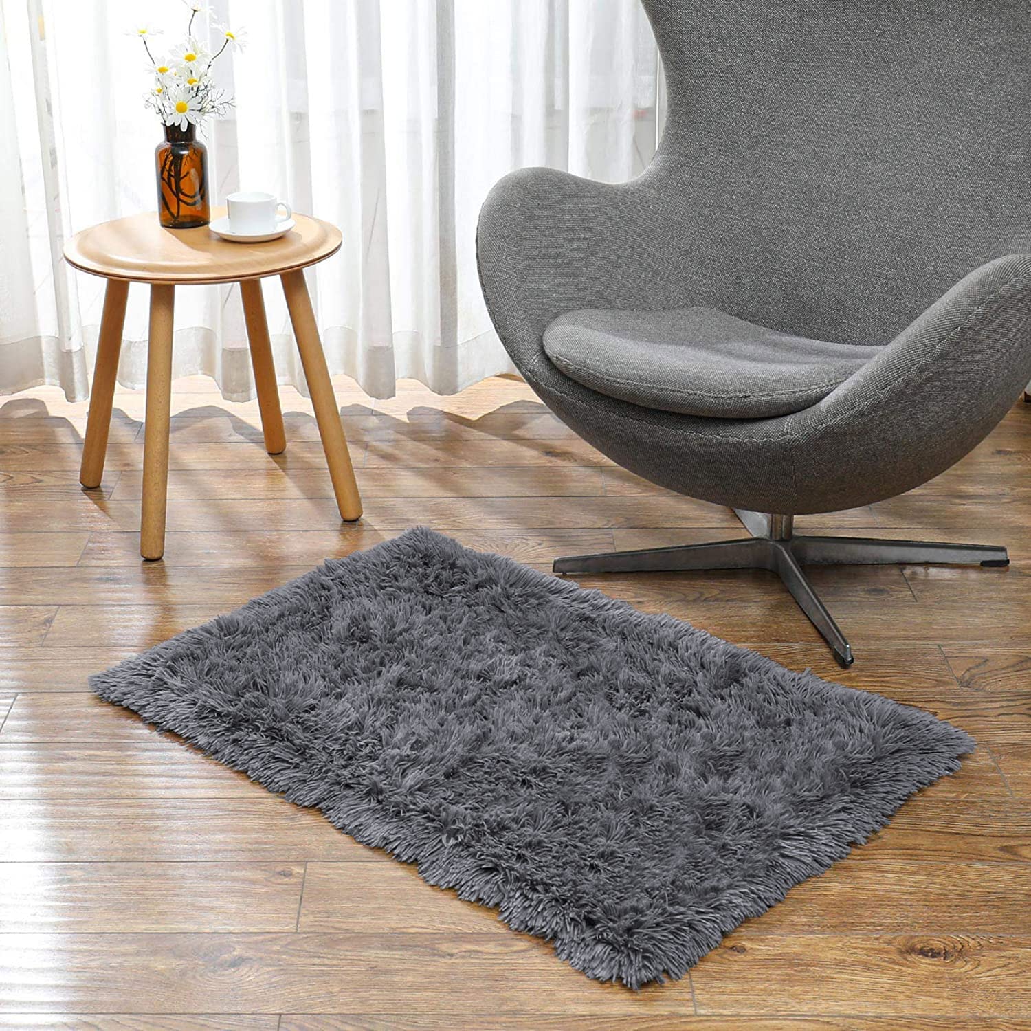 Marino Bath mat 2000 GSM Rebbit Fur  (45x75 cm,Grey)