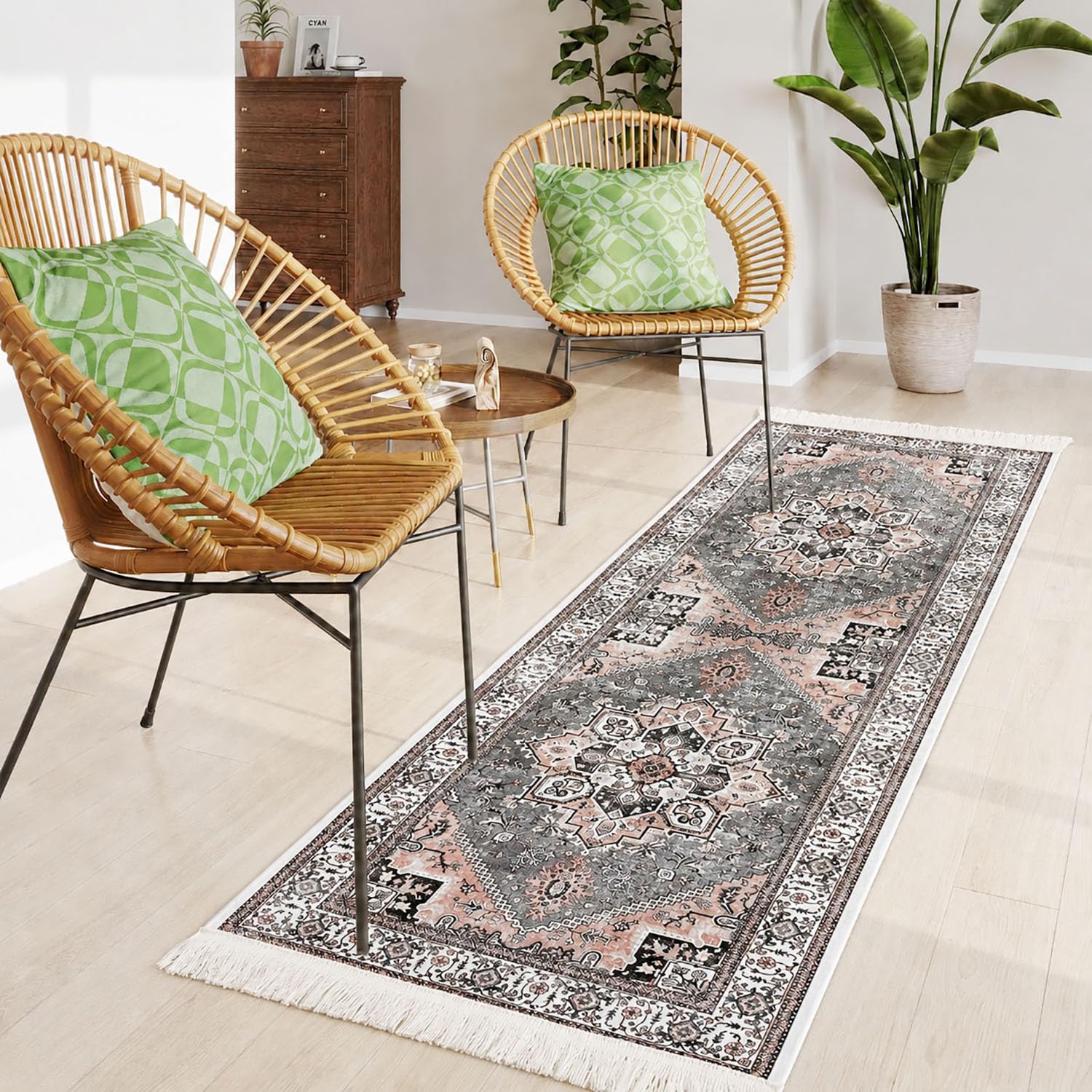 Polyester Floor Runner Persian Tribal Pattern Multi Color 150x56cm