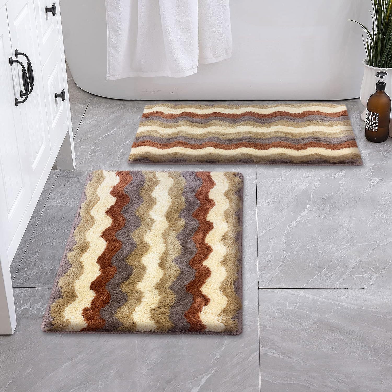 Birmingham Bathmat for Bathroom Pack of 2 (38x58 cm Cinnamon)