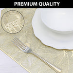 LUXE HOME INTERNATIONAL PVC Vinyl Metallic Table Round Placemats for Dining Table Gold, Heat Resistant & Waterproof | Easy to Clean Decorative Dining Mats - (Set of 2) ST062TJ-3MJ