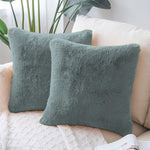 Cushion Cover Duble Side Rabbit Fur Set of 2(16 x 16 inch ,Seige)