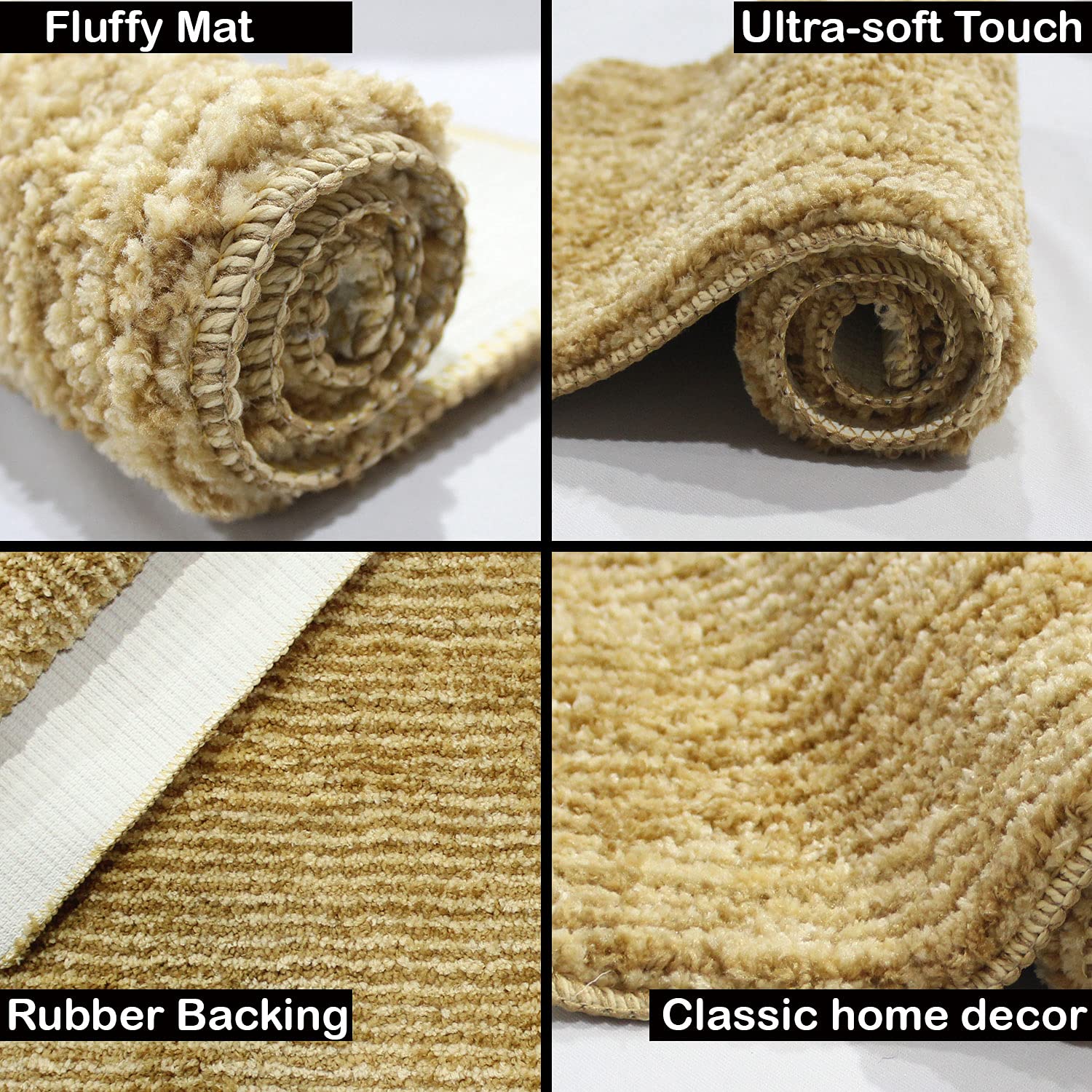 Comfort Bath Mat Super Soft Microfiber ( 38x58 cm , Beige)