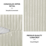 Corduroy Cushion Cover Super Soft (16x16 Inch, Cream)