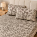 King Size Double Bedsheet with 2 Pillow Covers Premium Geometric Maze Printed 108x108inch