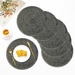 Round Table Placemats for Dining Table Set of 6(Black)