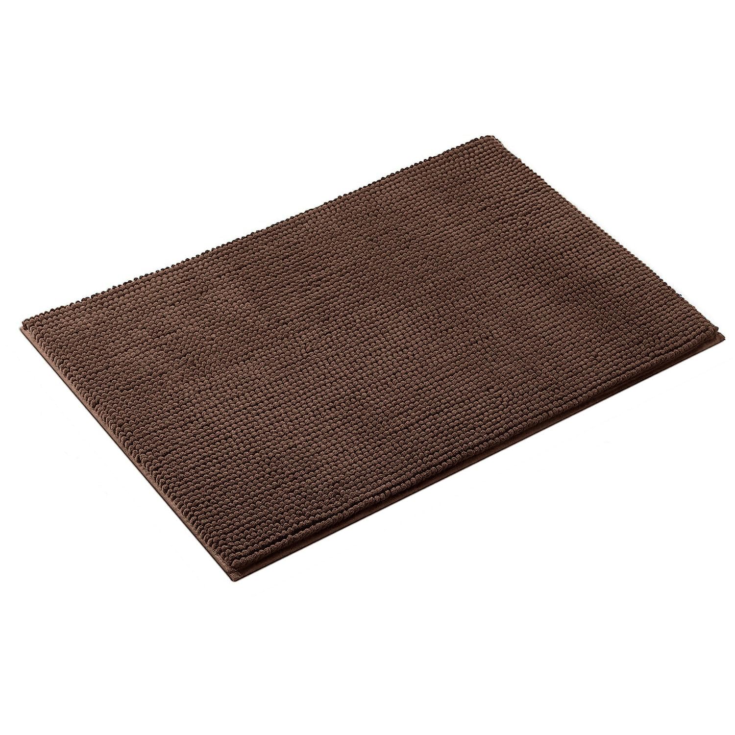 Chenile Bath Mat For Bathroom (Coffee, 37X56 Cm)