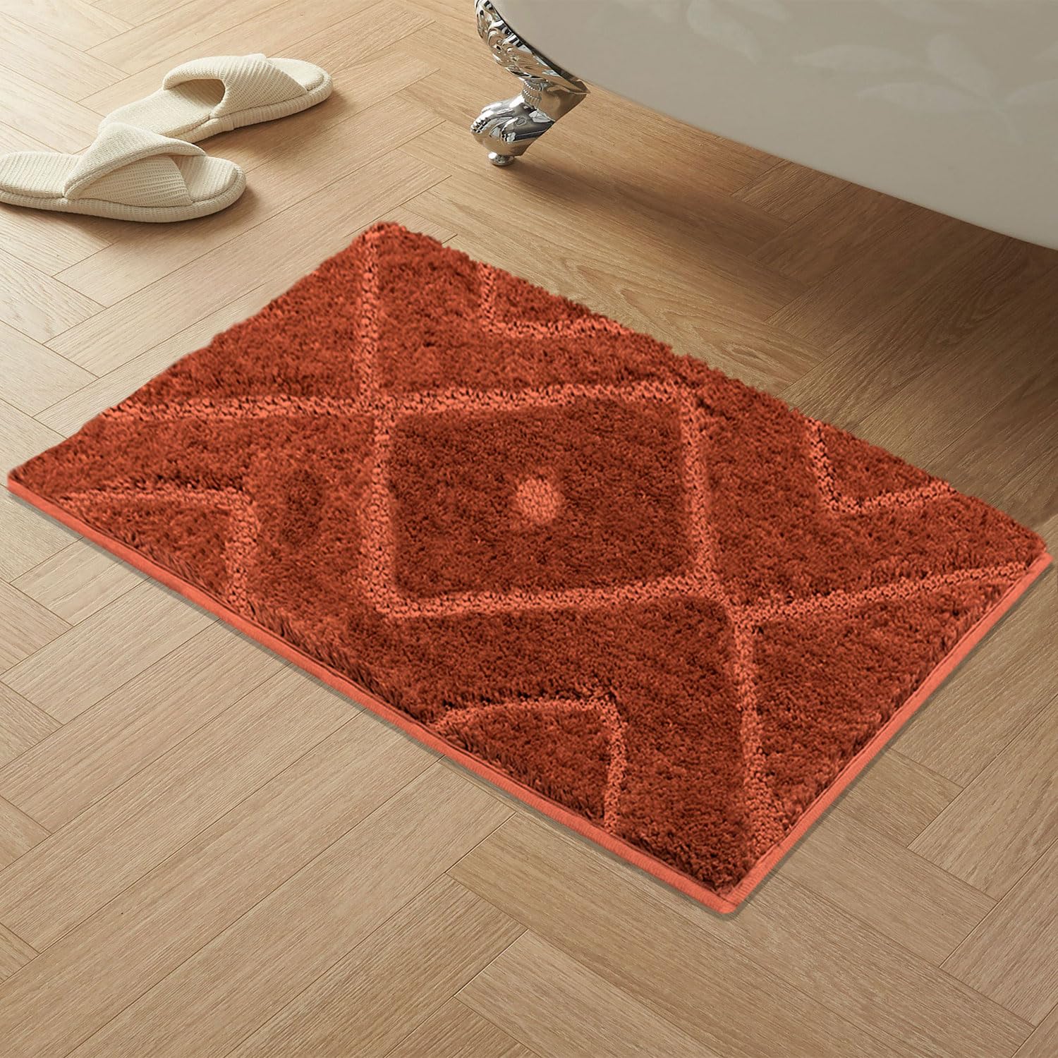 Bath Mat Classic Diamond Microfiber 2200 GSM (40x60 cm, Rust)