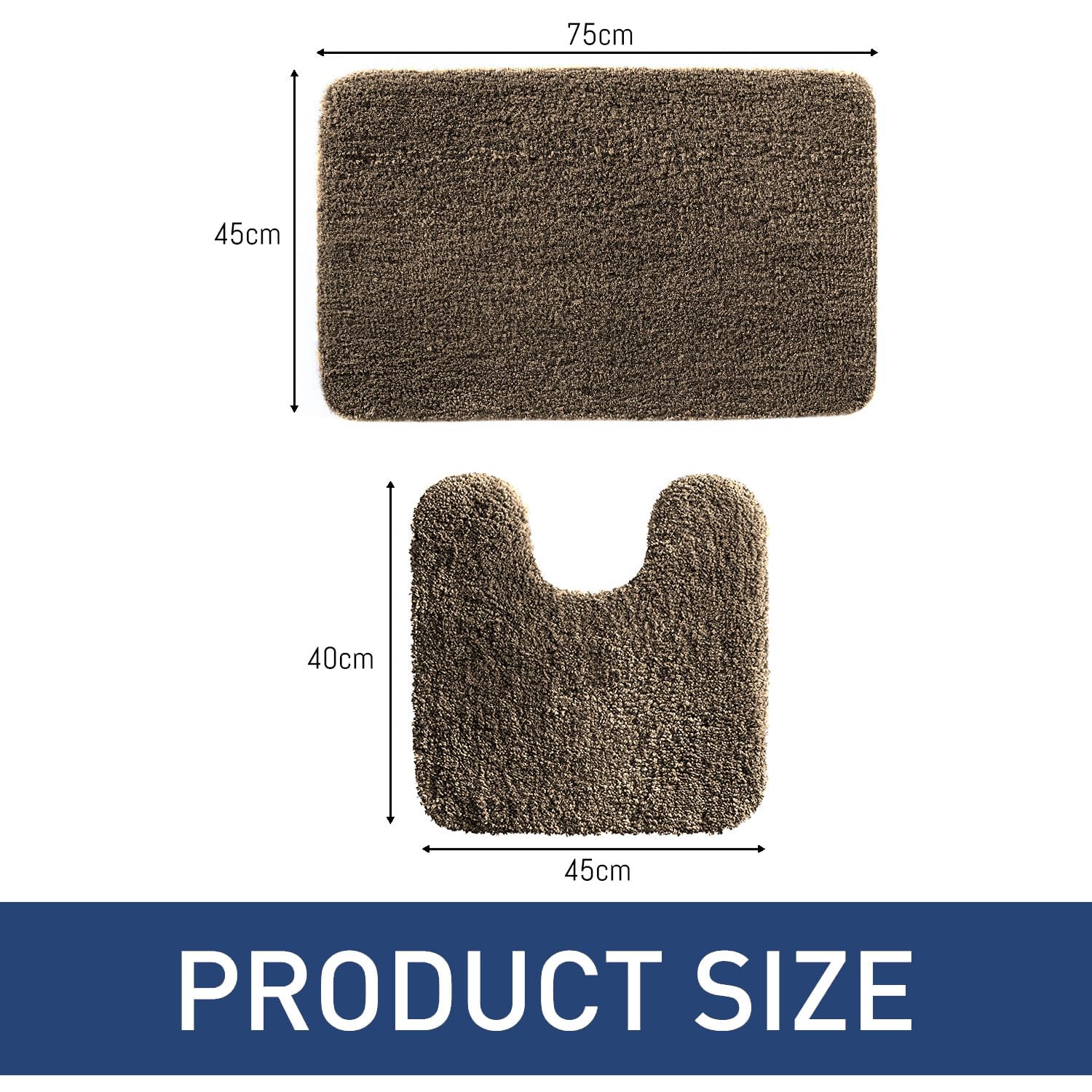 Newman Polyester Contour Bath Mat Set of 2 (Chocolate 45x75 cm & 40x45)