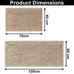 Chenille Microfiber Bath Mats Pack of 2 (45x75cm 60x120cm Beige)