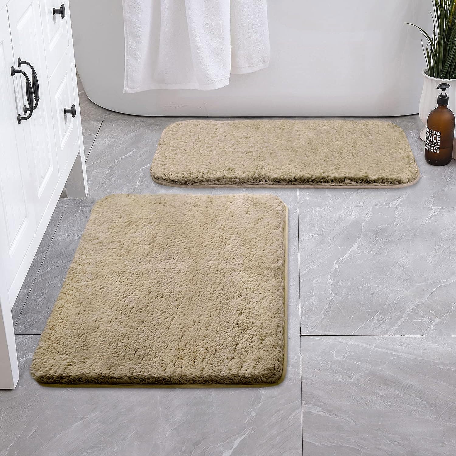 Vegas Microfiber Bath Mat (40x60 cm, Beige) Pack of 2