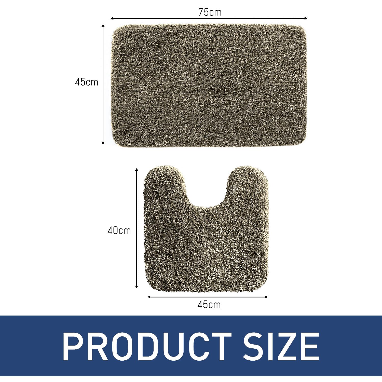 Newman Polyester Contour Bath Mat Set of 2 (Taupe 45x75 cm & 40x45)