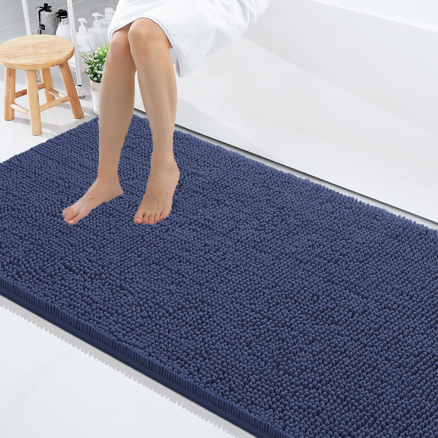 Shaggy Chenille Bath Mat Extra Soft (60x120 cm Navy)