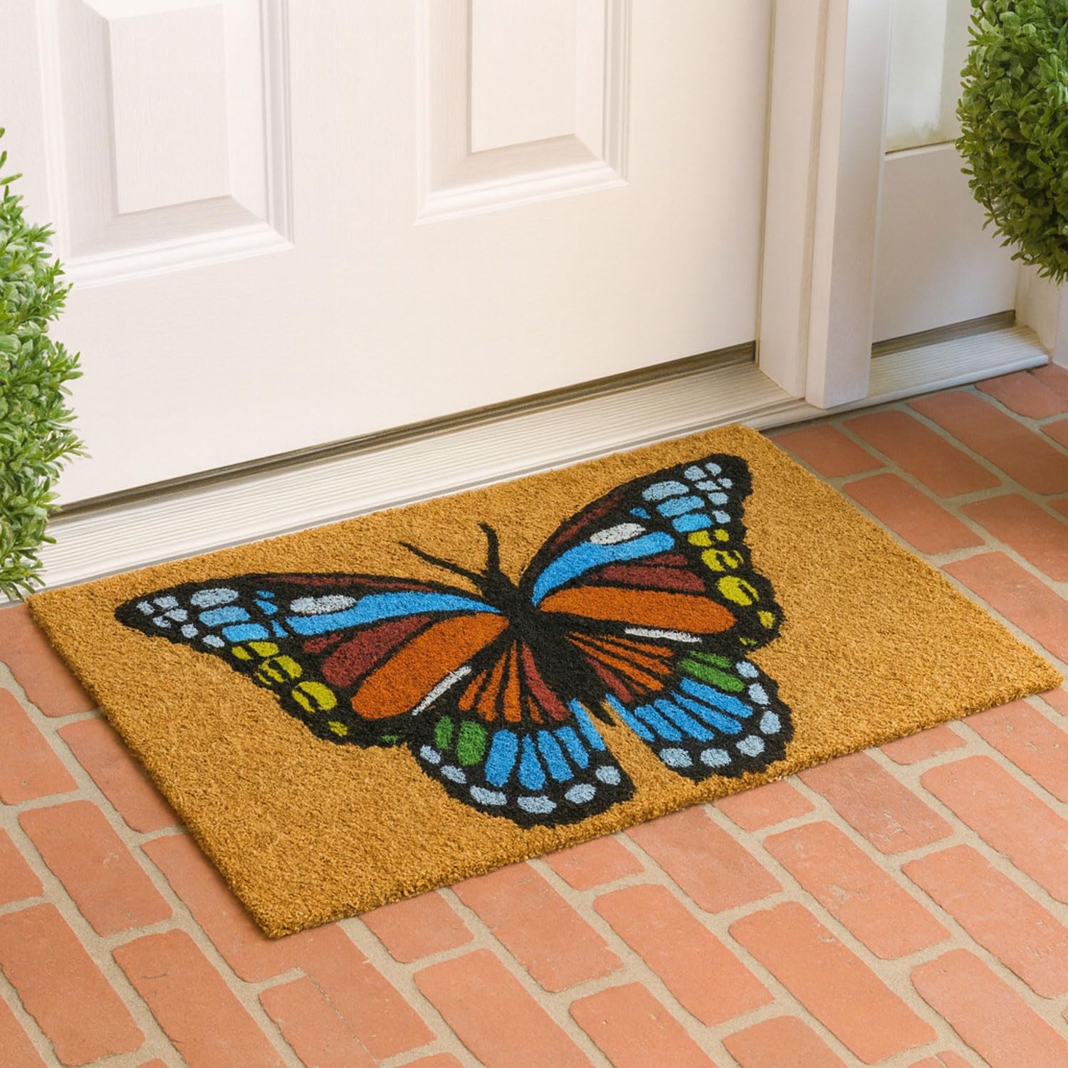 Coir Doormat for Home Entrance (Butterfly Print Design ,71x45 cm)
