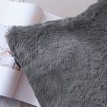 Cushion Cover Duble Side Rabbit Fur Set of 2(16 x 16 inch ,Grey)