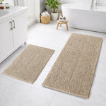 Chenille Microfiber Bath Mats Pack of 2 (45x75cm 60x120cm Beige)
