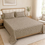 Double Bedsheet with 2 Pillow Covers Premium 240 TC 100% Cotton Feel ( King Size  Beige 108x108inch )