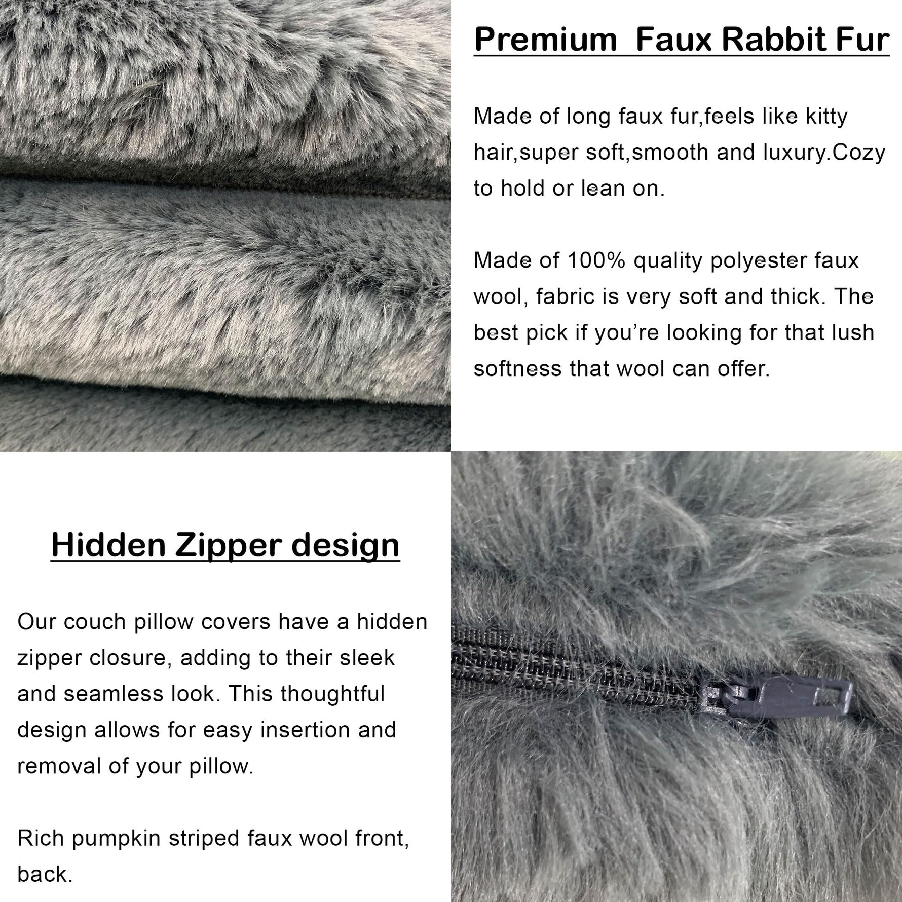 Luxurious Cushion Covers Pack of 2, (16x16 Inch - Grey)