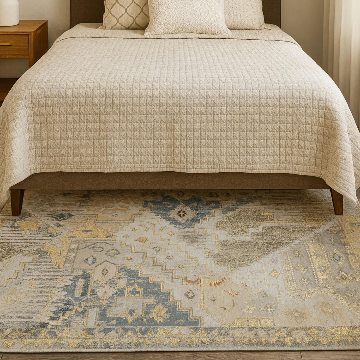 Polyester Abstract Carpet Anti Skid  (4x6 Feet, Multicolor)