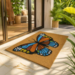 Coir Doormat for Home Entrance (Butterfly Print Design ,71x45 cm)