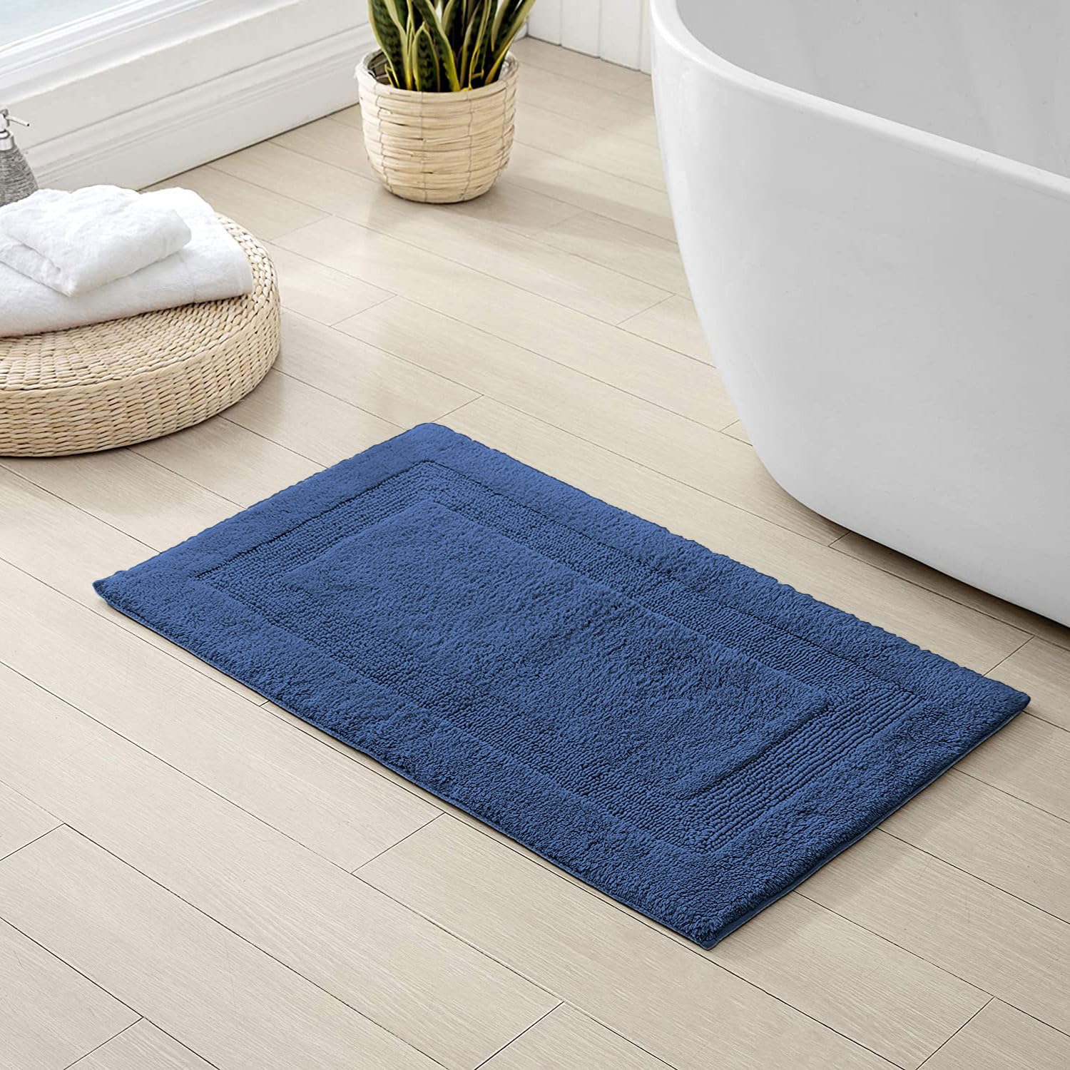 Paris Reversible Bath Mat 100% Cotton (Blue, 40x60 cm)