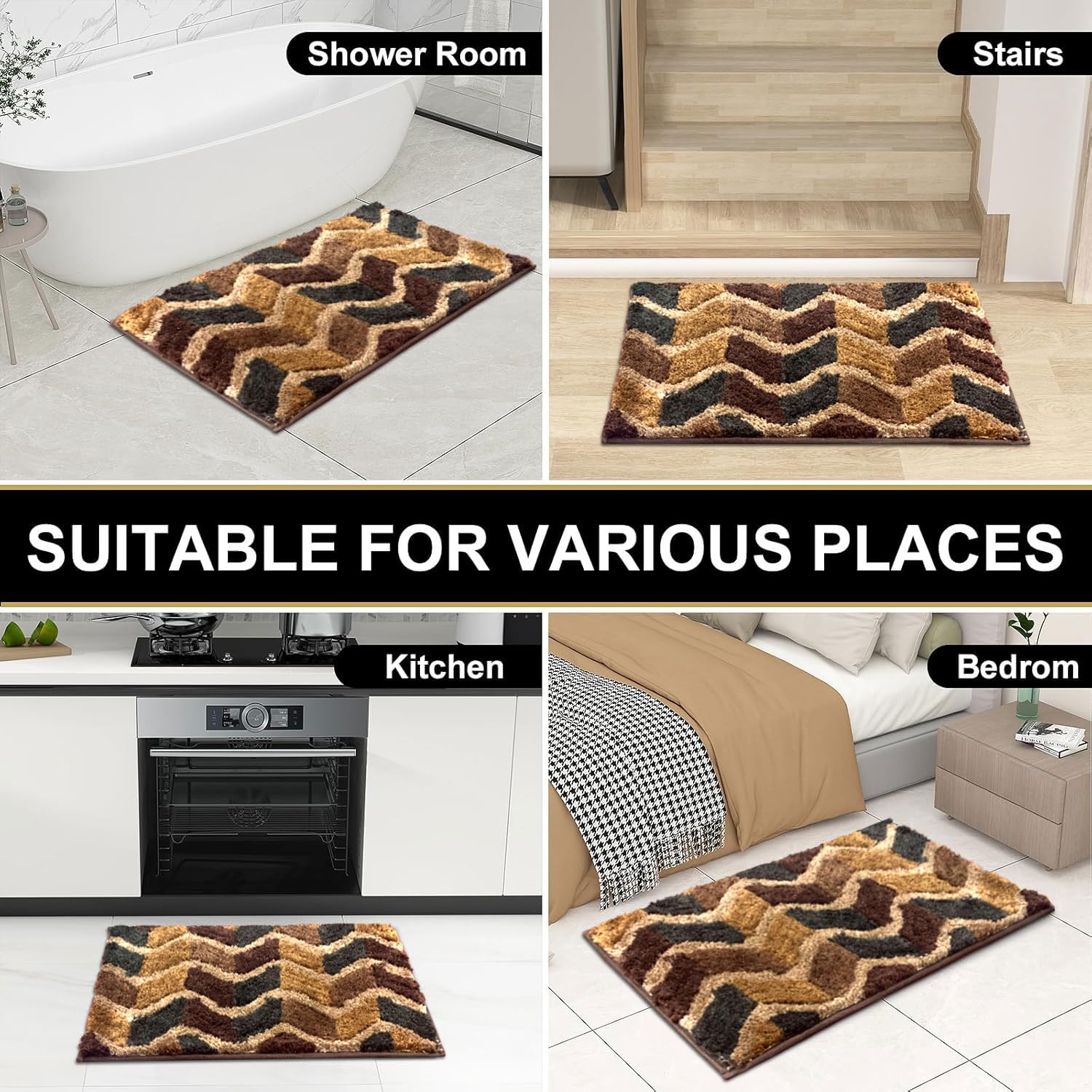 Macau ZigZag Bath Mat (40x60 cm,Taupe)