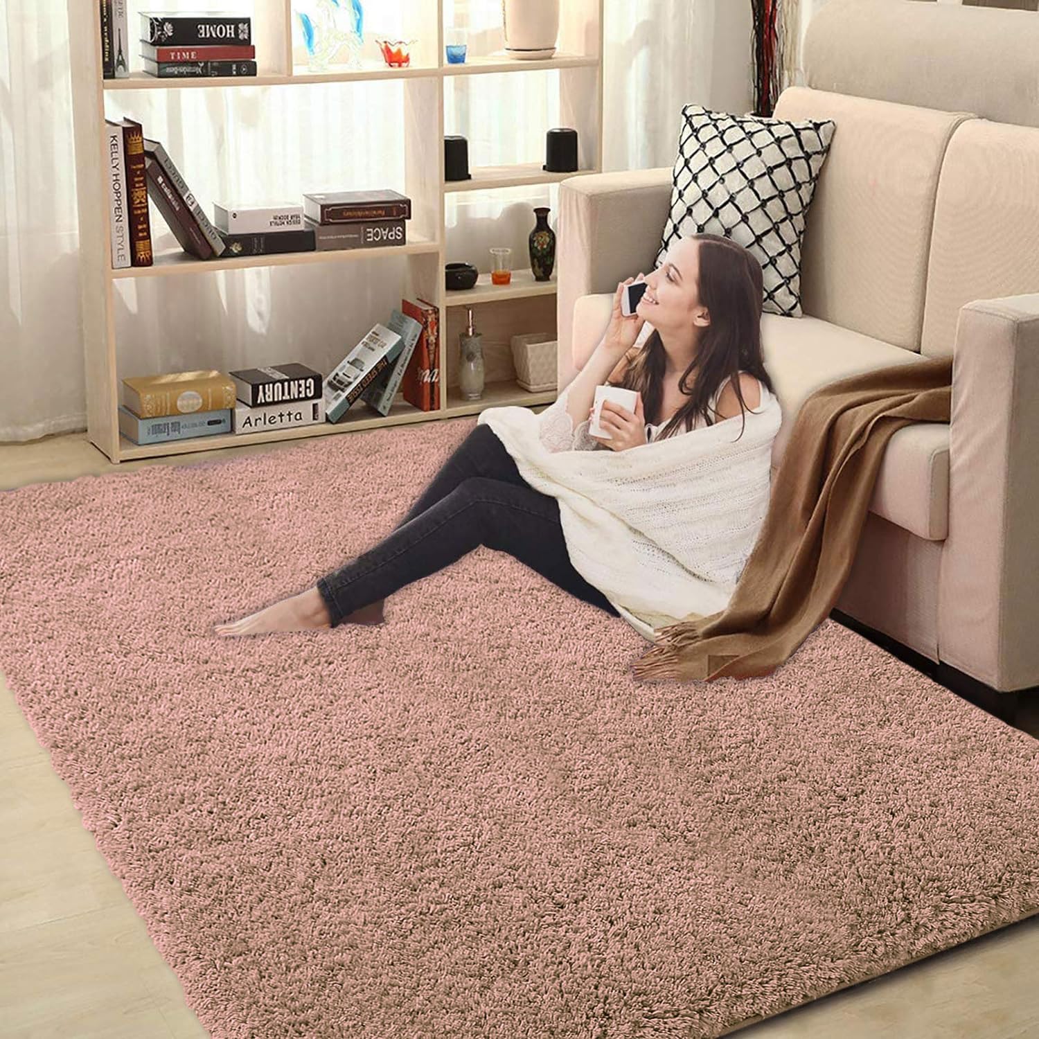 Vegas Carpet For Bedroom,Livingroom(Peach ,3X5 Feet)