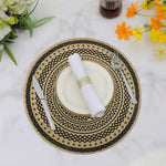 LUXE HOME INTERNATIONAL PVC Vinyl Metallic Table Round Placemats for Dining Table Mandala Black, Heat Resistant & Waterproof | Easy to Clean Decorative Dining Mats - (Set of 4) STSWY0077