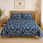 Queen Size Double Bedsheet With 2 Pillow Covers Lines Pattern 90x90 Inch