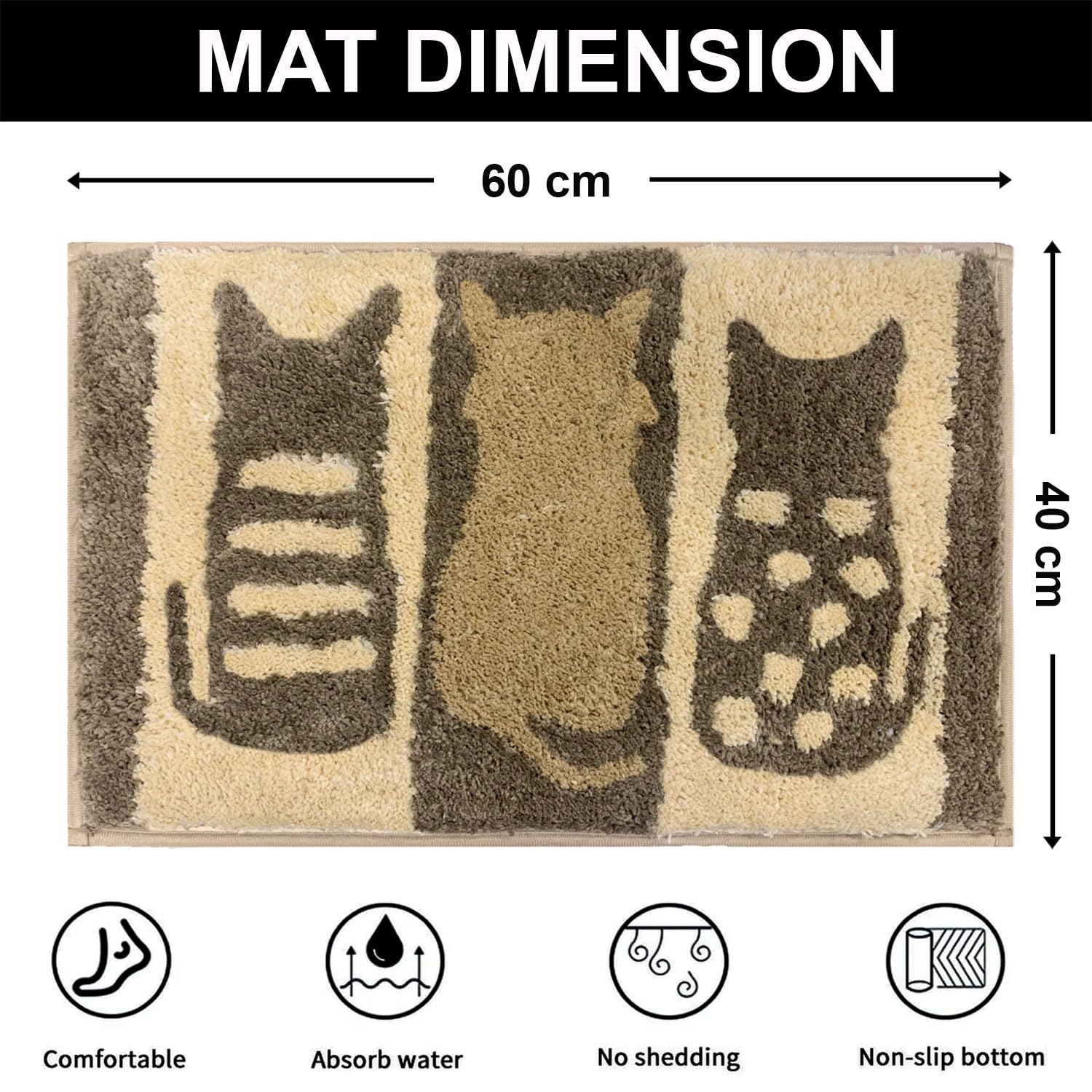 Macau Cat Bath Mat (40x60 cm,Chocolate)