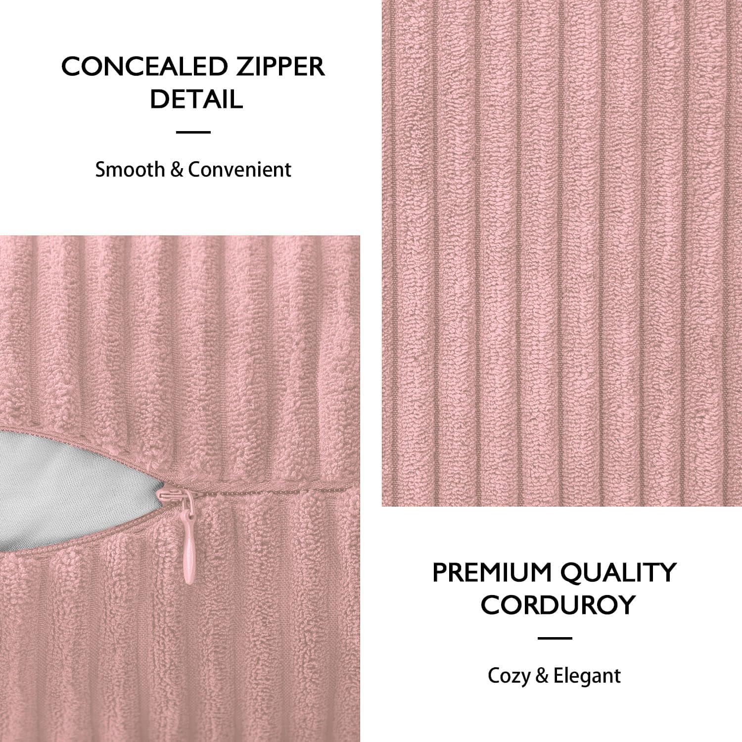 Corduroy Cushion Cover Super Soft (16x16 Inch, Peach)