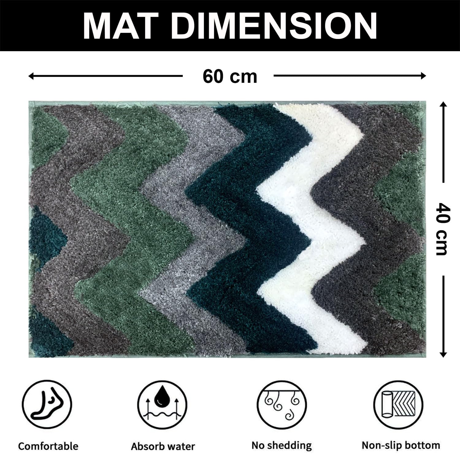 Macau Stripe Bath Mat (40x60 cm,Green)