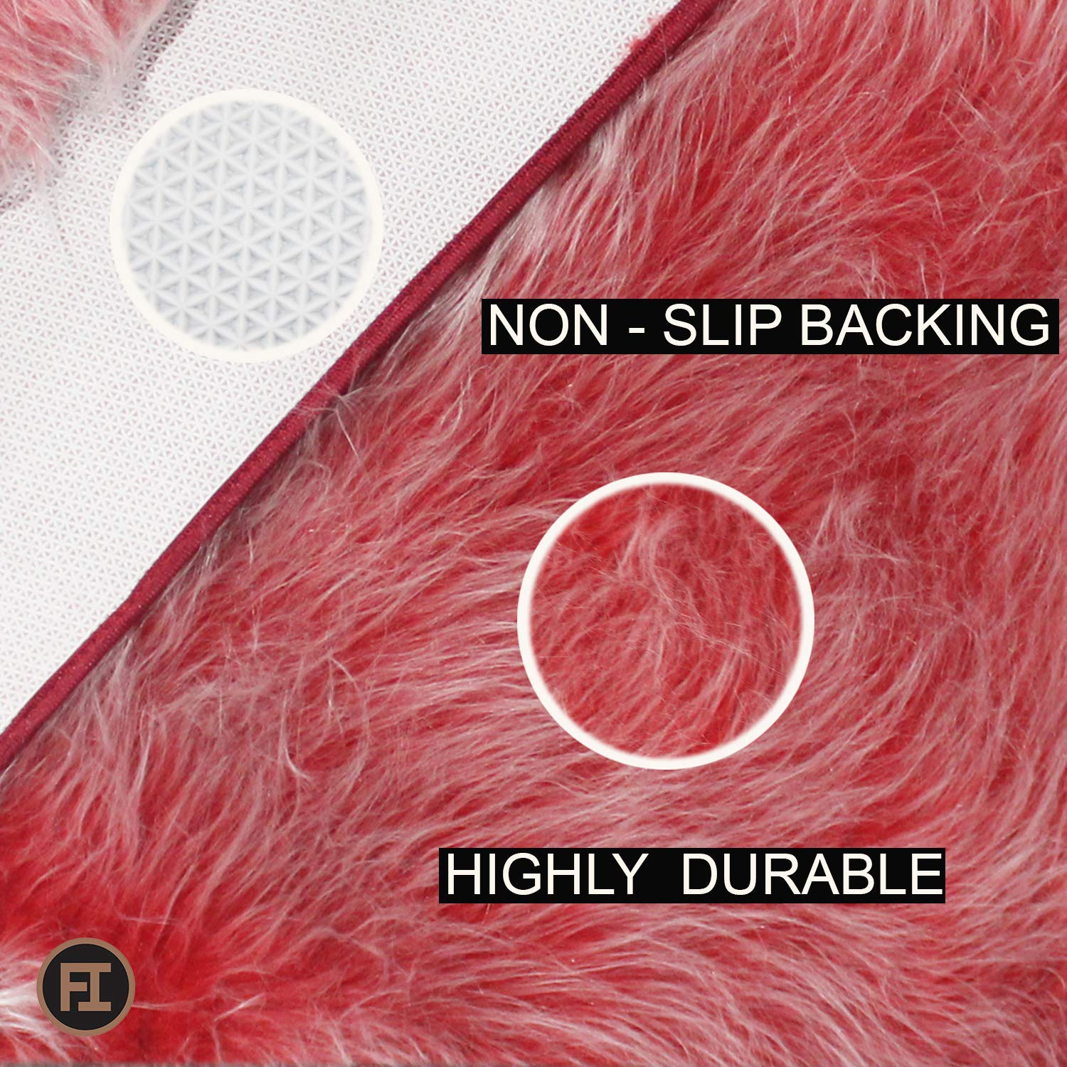 Faux Furr Bath mat Bathroom (Maroon, 40x60 cm)