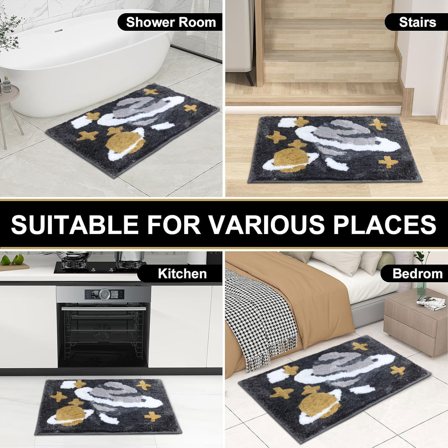 Macau Planet Bath Mat (40x60 cm,Silver)