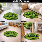 3D Bath Mat Rose Shaped Super Soft (Green, 67x71 cm)