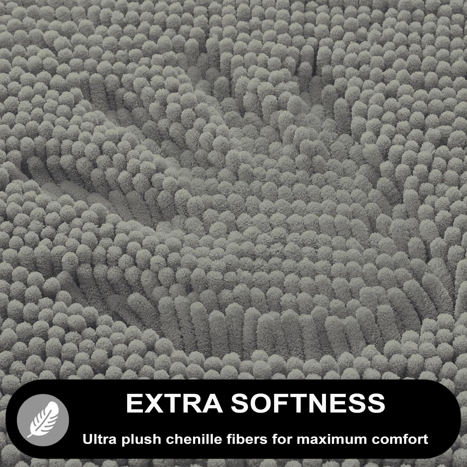 Shaggy Chenille Bath Mat Extra Soft (60x120 cm Grey)