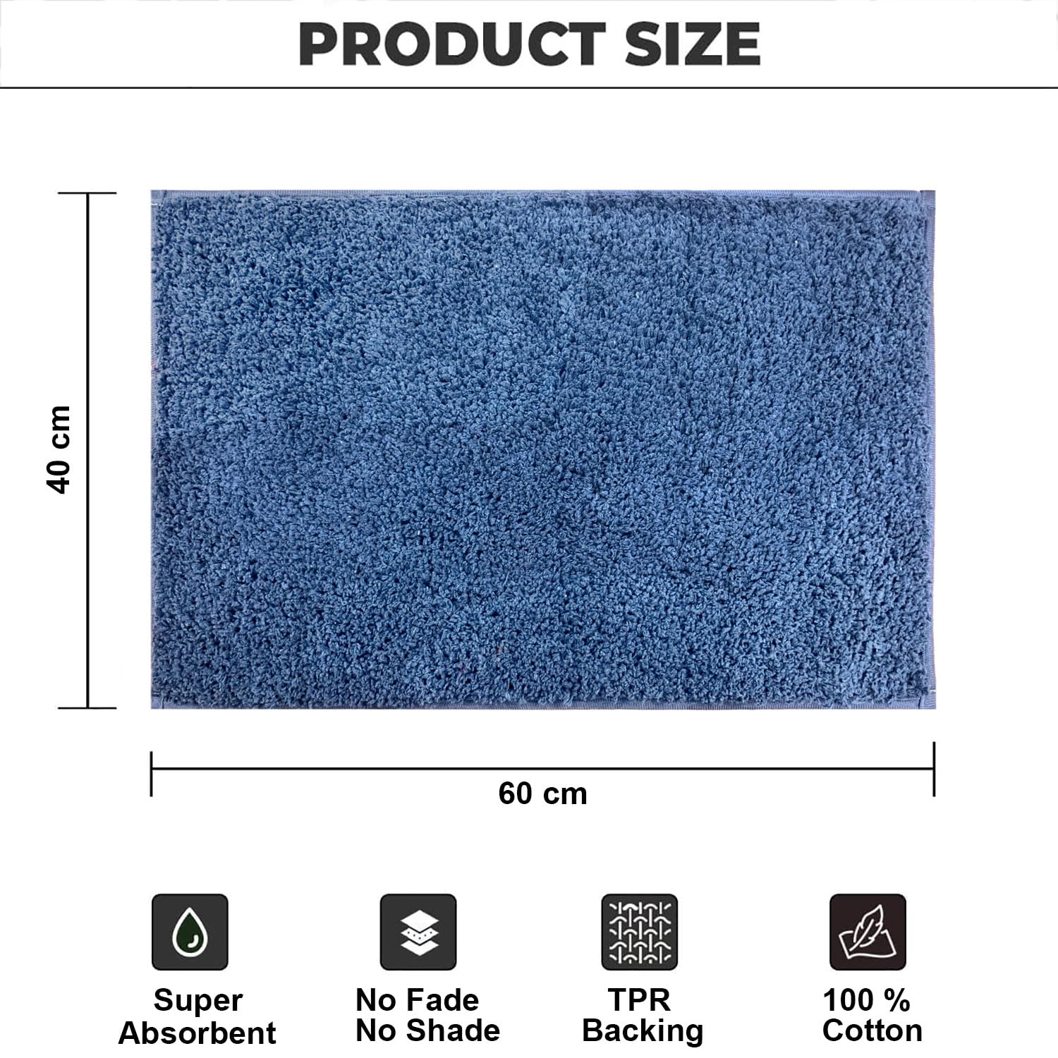 Colosseum Bath Mat 100% Cotton (40x60 cm,Blue)
